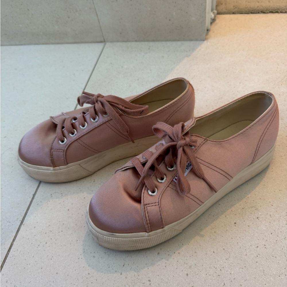 Satin platform superga sneaker